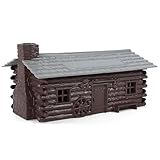 O Scale Log Cabin Painted Model Barn Stable Kit Unassembled for Model Trains Layout JZO02P (Brown)
