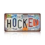 Vintage Sport Metal Tin Sign Hockey License Plate Wall Decor for Home Cafe Bar Pub 12 x 6 Inches