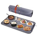 Warming Mat for Food 300W 10s Rapid Warm Food Warming Mat,3-Temp Portable Food Warmer,Fast Heating BPA-Free Auto Shut Off Chafing Dishes For Buffet,Roll Up Food Warmers For Parties Buffet Grey Regular