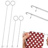 Nogeqi 4PCS Loop Turner Sewing Tool, 2 Sizes Drawstring Threader with Latch for Fabric Belts Strips, Loop Turner Tool for Silicone Beads, 26.5 Cm/18 Cm