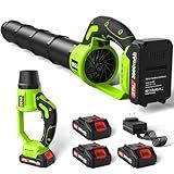 VASG Leaf Blower Cordless, 3 x 21V Batteries & Fast Charger Set, Variable Speed Mode, Lightweight Handheld Electric Leaf Blower for Lawn Care, Yard, Garden, Patio & Outdoor Cleanup