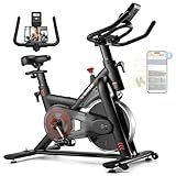 Wenoker Exercise Bike for Home – 350LB Indoor Cycling Bike, Low Noise Stationary Spin Bike with App Sync, Adjustable Seat, LCD Monitor, Smooth & Quiet for Cardio Workout
