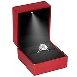 Hatori Engagement Ring Box with LED Light, Jewelry Ring Box for Wedding Rings, Ceremony, Proposal, Anniversary Birthday