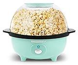 Elite Gourmet EPM330M Automatic Stirring 12-cup Popcorn Maker Popper, Hot Oil Popcorn Machine w/Measuring Cap & Built-in Reversible Serving Bowl, Great for Home Party Kids, Safety ETL Approved, Mint