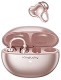 Kinglucky Upgraded Clip-On Earbuds Bluetooth 6.0 Wireless Headphones Open Ear Buds Comfortable Fit & Crystal-Clear Sound, 40H Playtime for Women & Kids Ideal for Small Ears, Sports, Glasses Rose Gold