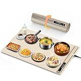 Warming Mat for Food,10s Rapid Warm Food Warming Mat,3-Temp Portable Food Warmer,Fast Heating BPA-Free Auto Shut Off Chafing Dishes For Buffet,Roll Up Food Warmers For Parties Buffet White