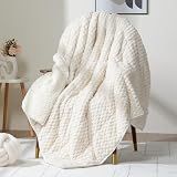 Fleece Weighted Blanket for Adults 60" x 80" 15lbs Fuzzy Blankets White