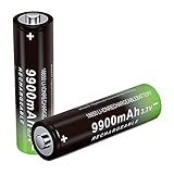 DQGG 18650 Rechargeable Battery 9900mAh Big Capacity Button Top 2 Pack 3.7Volts Li-ion Batteries for Flashlights Headlamps