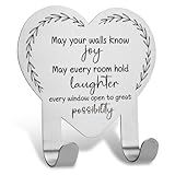 FOUGSTA New Beginning Gift for Women, New Home Gift for Women, Housewarming Present for Woman, Couple, Stainless Steel Key Holder Hooks with Inspirational Quotes,3.14 * 3.14inch,XCX6