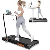 Walking Pad Treadmill with Handrail, Under Desk Treadmill for Home, Portable Walking Pad LED Display Remote Control 300 lbs Capacity (Black)