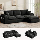 Korser 108" Sectional Couches for Living Room, Modular Boneless Couch with Deep Seat & Fluffy Cushion, Cozy Double-Layer Cushioned Sofa with Convertible Ottoman, Comfy Cloud Sofa, No Assembly Required