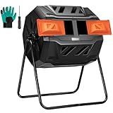 VIVOSUN Outdoor Tumbling Composter Dual Rotating Batch Compost Bin, 43 Gallon Orange Door
