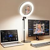Desk Ring Light with Stand - 10.5'' Desktop Ring Light with Phone Holder for Video Recording, Circle Light for Computer Zoom Meeting Video Conference Lighting Video Calls Podcast Streaming