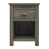 Ameriwood Home Farmington Country Style Nightstand with Barn Door Design, Concealed Drawer and Open Cubby, Weathered Oak