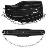 YAGHZU Dip Belt with Chain – Weighted Pull Up Belt, Dip Weight Belt, Weightlifting Belt for Pullups, Squats, and Dips, Belt Squat Attachment Ideal Weight Belt for Pullups, Weightlifting, and Gym Workouts (Black)