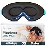 MyHalos® Sleep Mask – 3D Blackout Eye Mask for Women & Men, Side Sleepers, Zero Pressure Memory Foam Eyelash Friendly, Breathable,Award-Winning Sleep Aid for Travel (Black, 1 Count (Pack of 1)