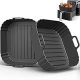 PINTAUR Square Silicone Air Fryer Liners 2 Pack, Compatible with Ninja AF141 181, 8.5 Inch Air Fryer Liners for COSORI 5-6.5 QT, Reusable Silicone Basket, Air Fryer Accessories