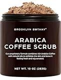Brooklyn Botany Arabica Coffee Body Scrub - Moisturizing and Exfoliating for Body, Face, Hand, Foot - Fights Stretch Marks, Fine Lines, Wrinkles - Great Gifts for Women & Men - 10 oz
