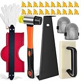 Laminate Flooring Tools, Vinyl Flooring Tools, 7 in 1 Flooring Installation Kit, Heavy Tapping Block, Heavy Pull Bar, 10” Contour Gauge, 20pc 2 in 1 Flooring Spacers, Rubber Mallet, Knee Pads