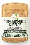 Greener Chef Luxury Bamboo Cutting Board Set of 3 with Glue-Free Surface Technology - Extra Spacious Wood Cutting Boards for Kitchen and XL Chopping Board Set - Replacements for Life