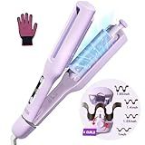 Hair Crimpers and Wavers with Cool Airflow Styling, Beach Waver Curling Iron with 4 Adjustable Curl, Anti-Scald Crimper Hair Tool for Women, 8s Smart Timer, Fast Heating, 100 Million Ions, LCD