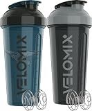 VELOMIX -2 Pack- 28 oz Protein Shaker Bottles for Protein Mixes - 2x Wire Whisk | Leak Proof Shaker Cups for Protein Shakes and Pre Workout | Protein Shaker Bottle Pack (A3) ColorBurst Set