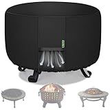 GYXZ Fire Pit Cover Round ( 40” Dia X 20”H ) Heavy Duty 600D Polyester with PVC Coating Material, Weather Resistant and Waterproof, Fire Pit/Bowl Cover, Black