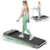 TREAFLOW Walking Pad Portable Under Desk Treadmill with Incline 2.5HP for Home Office 265 lbs Capacity Remote Control LED