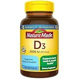 Nature Made Vitamin D3 2000 IU (50 mcg), Vitamin D Supplement for Bone, Teeth, Muscle and Immune Health Support, 250 Softgels, 250 Day Supply