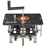 SpeTool Router Lift for 2.56”-4.21” Diameter Routers, Precision All-aluminum Made Router Lift Systems w/DIY Template & 3 Magnetic Insert Rings, 9-1/4"x11-3/4" Router Table Insert Plate for Woodworking