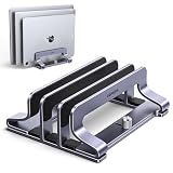 UGREEN 3-Slot Vertical Laptop Stand Holder Desk Compatible with MacBook Pro Air Laptop Stand Desktop Adjustable, Lenovo Ideapad, Surface Book, HP Notebook, Dell Chromebook Up to 17.3 Inch, Space Gray