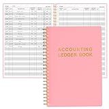 Accounting Ledger Book - A5 Check Register for Small Businesses & Personal Use, Account Book for Tracking Money, Expenses, Deposits & Balance, 5.8" x 8.6" (Pink)