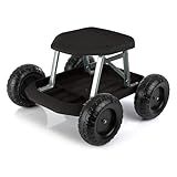 Gardening Stool - Rolling Garden Seat with Wheels and Storage Tool Tray - Garden Cart Scooter - Yard Tools by Pure Garden (Black)