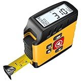 Digital Tape Measure 16 Ft - 6 Metric and Imperial Units, Easy Read Digital Measuring Tape Retractable with Fractions 1/16, Rechargeable Measurement Tool, for Distance/Area/Volume, Yellow