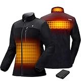 TIDEWE Women’s Heated Jacket Fleece with Battery Pack, Rechargeable Coat for Hunting (Black, Size S)