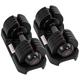 ALTLER Adjustable Dumbbell Set, 52LB Pair with Tray for Workout Strength Training Fitness, Adjustable Weight Dial Dumbbell with Anti-Slip Handle and Weight Plate for Home Exercise