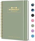 Fitness Workout Journal for Women & Men, A5(5.5" x 8.2") Workout Log Book Planner for Tracking, Progress, and Achieving Your Wellness Goals - Green