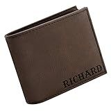 Personalized Wallets for Men, Brown - 6 Colors & 19 Font Options - Custom Engraved Leather Wallet - Gifts for Husband - Personalized Gifts for Men