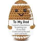Dad Gifts from Daughter Son Wife, Positive Handmade Crochet Dad Christmas Birthday Gift, Funny Cute Small Gifts for Dads, I Love You Girl Papa Gift Idea, Unique Doll for Step-Dads Football