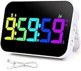 TXL Kitchen Timer for Cooking, Rechargeable Digital Magnetic Timer with Large LED Display, Loud Alarm, Sound Countdown, 4 Volume Levels and 3 Brightness for Classroom, Study (RGB)