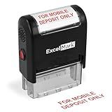ExcelMark Self-Inking Bank Deposit Rubber Stamp - for Mobile Deposit Only - Red