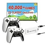 Retro Gaming Console Stick Video Games, Stick Built-in 23 Emulators Console Projector, 40000+ Game System with 4K HDMI, Plug and Play TV Video Game Stick with Controllers - White
