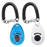 Diyife Dog Clicker for Training, 2 Pack Dog Training Clicker, Clicker Dog Training with Wrist Strap, Pet Training Clicker, Perfect for Dog Cat Puppies Behavioral Training (Blue and White)