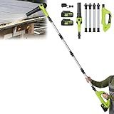 Leaf Blower Cordless, 40V Leaf Blowers with 2 Battery Brushless 300° Rotatable Blower Tube with Adjustable Pole (98inch) 580CFM/180MPH & 2 Speed Gutter Cleaning Tools for Garden，House