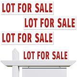 Wonderjune 4 Pcs 6x24 Inches Lot for Sale Double Sided Real Estate Rider Signs UV Printed Plastic Waterproof Corrugated Open House Agent Retail Shop Agent Garage Sale Business Red