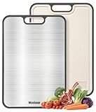 Washour Titanium Cutting Boards for Kitchen, Non Toxic 2-in-1 Cutting Board Double Sided, Food Grade Chopping Boards for Fresh Meat Vegetable, Easy to Clean Large Size 16”×11”
