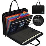 Portable Fireproof Important Document Organizer Binder with Lock for A4 Size, 13-Pocket Expanding File Folder with Zipper for Personal Document Storage, Business, and Estate Planning