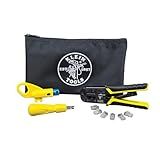 Klein Tools VDV026-212 Coax Installation Kit with Crimp Tool, Cable Cutter, Stripper and F connectors with Storage Bag