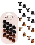 Kitsch Mini Hair Clips for Women - Tortoise & Black, 16 Pcs