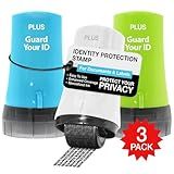 Guard Your ID Advanced 2.0 Roller 3-Pack for Identity Theft Protection, Confidential Security Stamp Mixed Color Kit (Turquoise, Green, White)